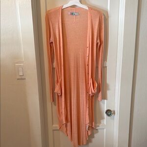 Free People Beach Peach Long Cardigan with Pockets